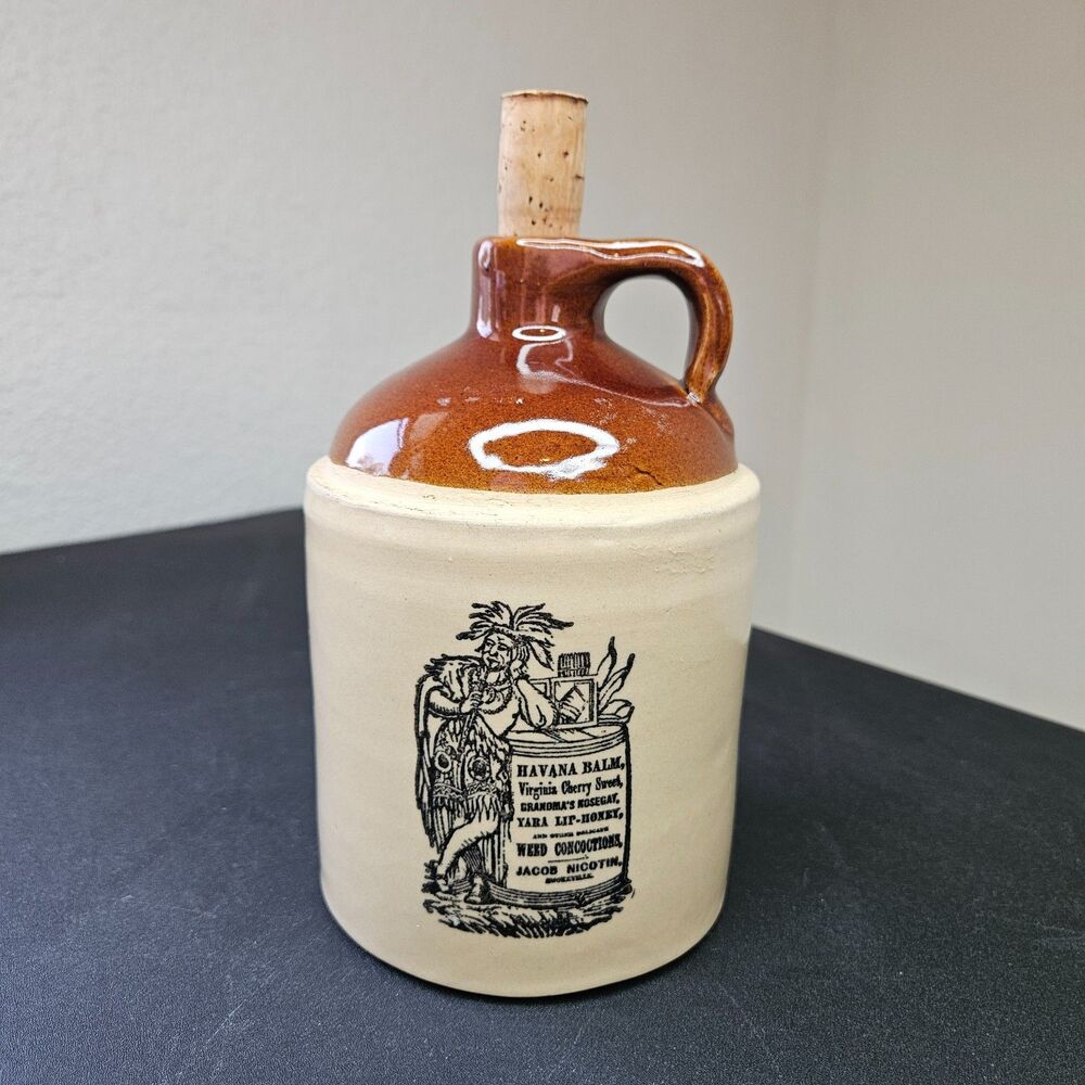 VTG Holt Howard "Havana Balm" Stoneware Jug / Syrup Crock with Cork MCM Brown